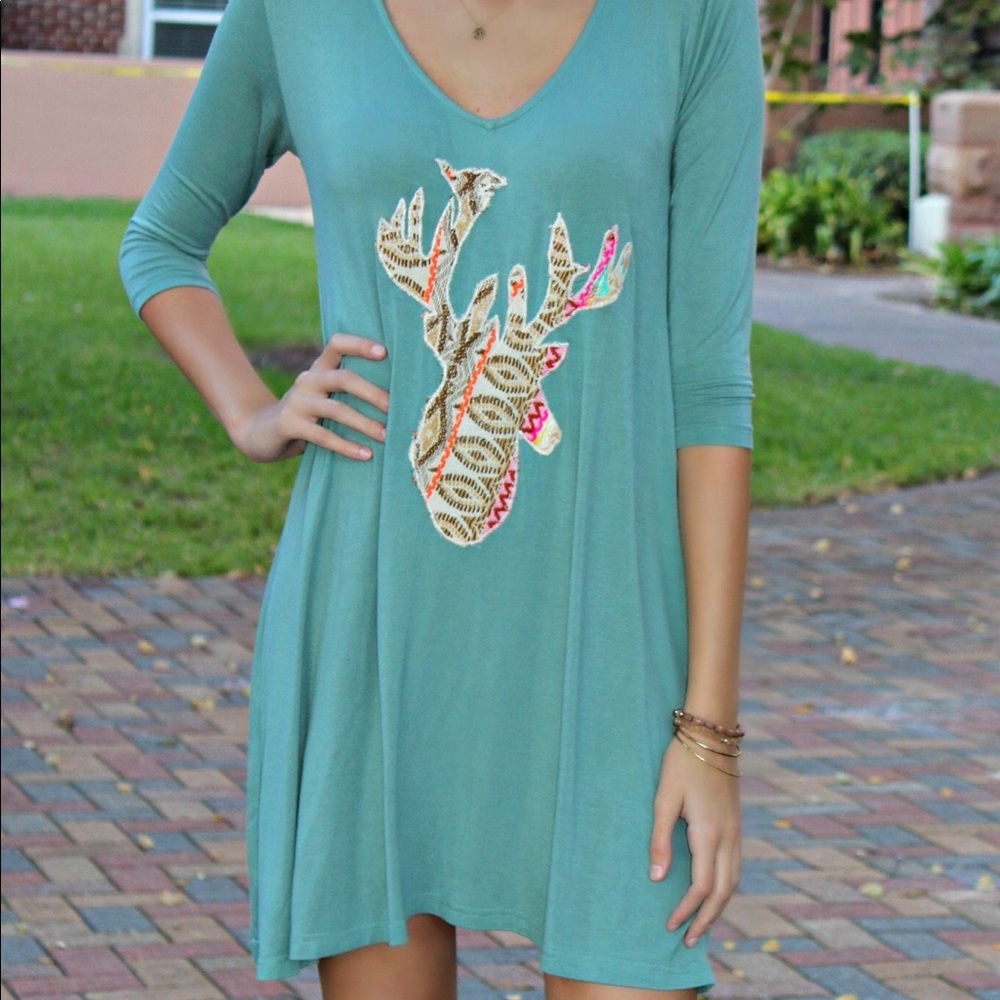 NWT: Deer Appliqué Dress